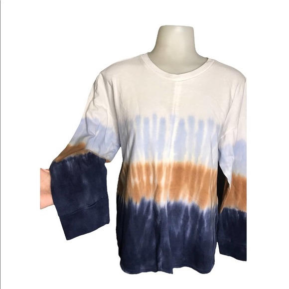 Madewell | Ombre Long Sleeve Sweater Blue Tan White Sweater - Picture 2 of 8